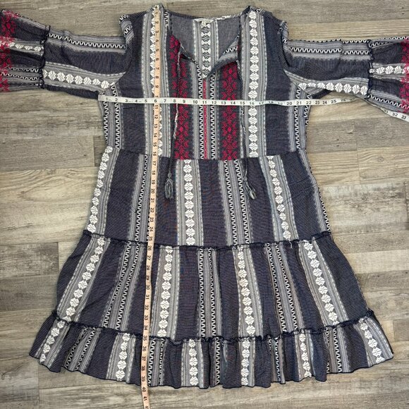 John Mark Embroidered 3/4 Sleeve Tiered Dress 100% Cotton F32 - Picture 4 of 6